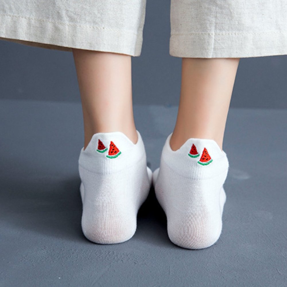 Watermelon Back Embroidered Socks
